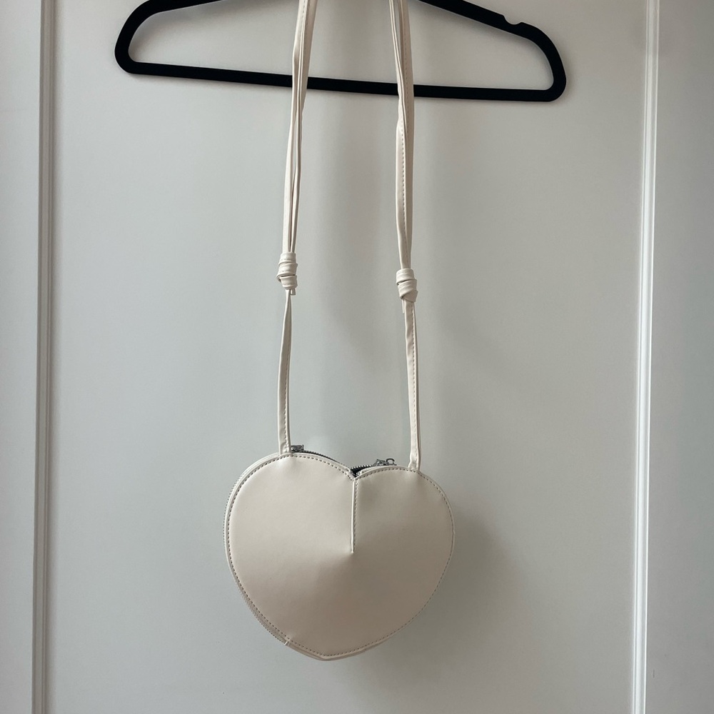 Alaia Style Heart Crossbody Bag in Cream
